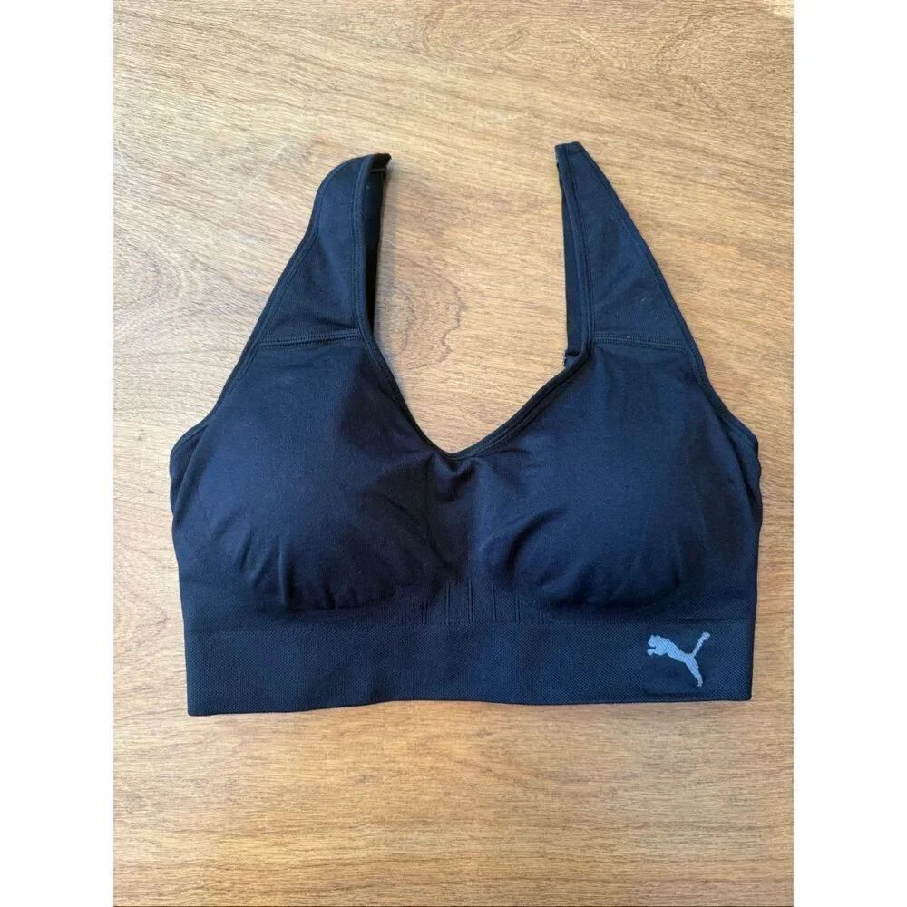 Puma Women's Performance Seamless Convertible Sports Bra Black Size Large